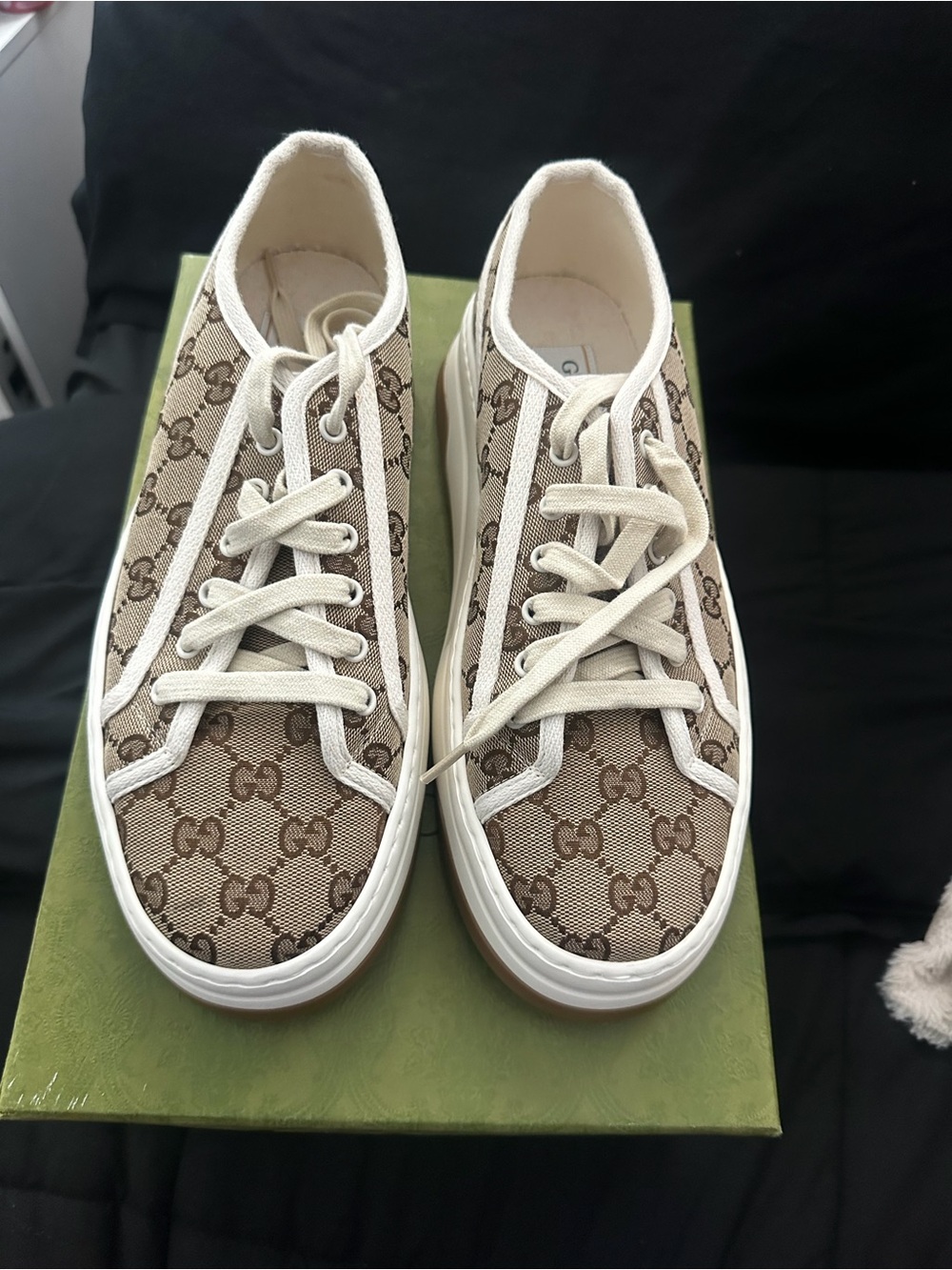 Gucci Beige/Brown GG Canvas Low-Top Sneakers